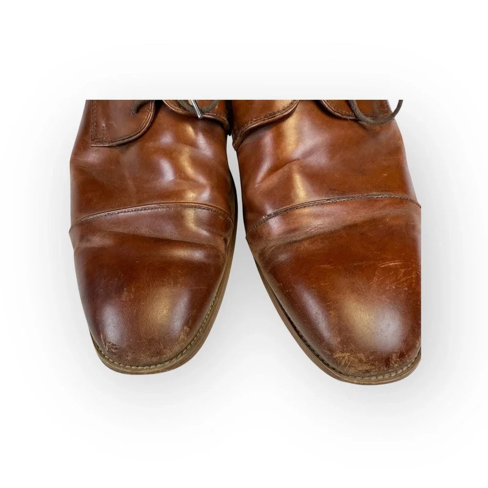 Asher Green Mens Brown Leather Cap Toe Lace Up Oxford Dress‎ Shoes Size 10.5